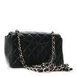 Lambskin Quilted Mini Rectangular Flap Black