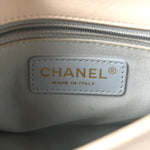 Shiny Lambskin Quilted Pearl Twist Mini Square Flap White