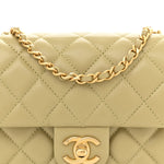 Lambskin Enamel Quilted Mini Coco Hearts Square Flap Light Green