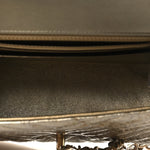 Metallic Crumpled Calfskin Chevron Quilted Mini Square Flap Gold