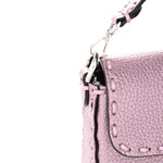 Metallic Cuoio Roma Sellerissima Nappa Sintetica Tape Stitch Mini Baguette Rosa Placca Argento