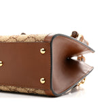 New Canvas Charisma Calfskin Crystal GG Monogram Mini Diana Tote Bag Camel Ebony
