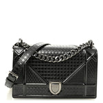 Metallic Patent Micro-Cannage Medium Diorama Flap Bag Onyx Black