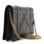Calfskin Studded Diorama Wallet on Chain Pouch Black