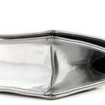Metallic Patent Micro-Cannage Baby Diorama Flap Bag Silver
