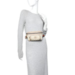 GG Supreme Monogram Textured Calfskin Web Retro Interlocking G Belt Bag Beige Mystic White Oatmeal