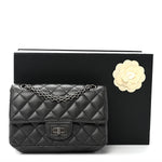 Metallic Sheepskin Quilted 2.55 Reissue Mini Flap Dark Silver