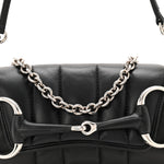 Nappa Vertical Matelasse Small Maxi Horsebit Chain Shoulder Bag Black