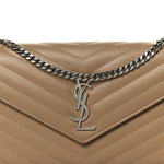 Grain De Poudre Matelasse Chevron Monogram Chain Wallet Taupe