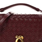 Nappa Intrecciato Knot Lock Top Handle Crossbody Bag Barolo