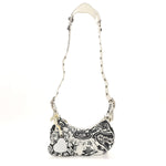 Agneau Arena Graffiti Le Cagole Shoulder Bag XS White Black