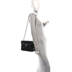 Lambskin Quilted Small Loulou Puffer Monogram Chain Satchel Black