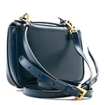Saffiano Vernice Lock Flap Chain Bag Azzurro