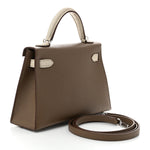 Madame Calfskin Matte Alligator Mini Kelly Sellier Touch 20 Etoupe Beton