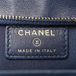 Lambskin Quilted Square Front Pocket Clutch With Chain Navy Blue