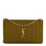 Lambskin Carre Quilted Cassandre Chain Wallet Olive Drab