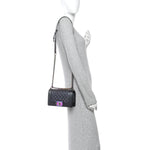 Iridescent Goatskin Quilted Small Boy Flap Purple