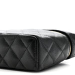 Caviar Quilted Top Handle Slim Vanity With Chain Black