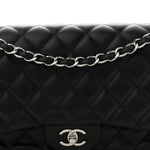 Lambskin Quilted Jumbo Double Flap Black