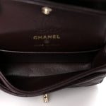 Lambskin Quilted Mini Flap Bag Charm With Hook Dark Brown