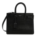 Calfskin Crocodile Embossed Baby Sac De Jour Black