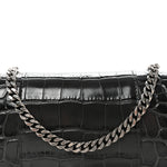 Shiny Calfskin Crocodile Embossed Hourglass Chain Bag Gris