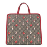 X Peter Rabbit GG Supreme Monogram Rabbit Apple Childrens Tote Beige Ebony Multicolor Bright Hibiscus