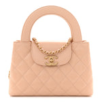 Shiny Aged Calfskin Quilted Nano Kelly Shopper Beige