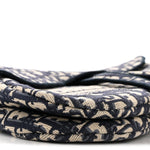 Oblique Embroidered Saddle Bag Blue