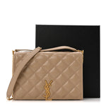 Lambskin Quilted Mini Becky Chain Bag Dark Beige