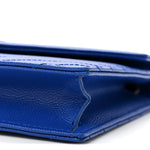 Grain De Poudre Matelasse Chevron Monogram Envelope Chain Wallet Blue Majorelle