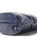 Shiny Calfskin Quilted Mini Chanel 22 Navy Blue