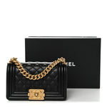 Caviar Quilted Small Boy Flap Black