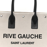 Linen Calfskin Small Rive Gauche Tote Greggio Natural