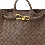 Nappa Intrecciato Medium Andiamo Shoulder Bag Taupe Grey