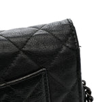 Crumpled Calfskin Quilted Wallet On Chain WOC So Black