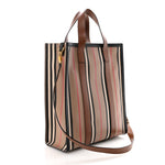 E-Canvas Stripe Small Portrait Tote Bag Archive Beige
