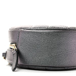 Iridescent Caviar Quilted Round Clutch With Chain Black