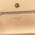 Caviar Quilted Wallet on Chain WOC Beige