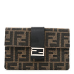 Recycled Fabric Jacquard Vitello Grace FF 1974 Baguette Belt Pouch Tobacco Moro Black