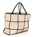 Canvas Maxi Intrecciato Large Arco Tote Beige Black
