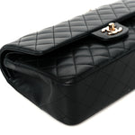 Lambskin Quilted Medium Double Flap Black