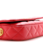 Caviar Quilted Yours Buttons Phone Holder With Chain Red