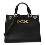 Grainy Calfskin Medium Zumi Top Handle Bag Black