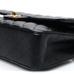 Lambskin Quilted Medium Double Flap Black