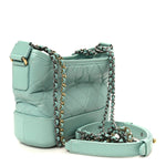 Aged Calfskin Quilted Small Gabrielle Hobo Green