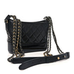 Patent Goatskin Quilted Small Gabrielle Hobo Black