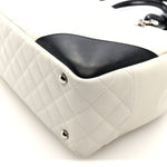 Calfskin Quilted Large Cambon Bowler White Black