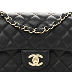 Lambskin Quilted Mini Rectangular Flap Black