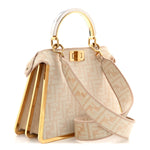 Chenille Suede Metal FF Small Peekaboo I SEE U Satchel Beige White